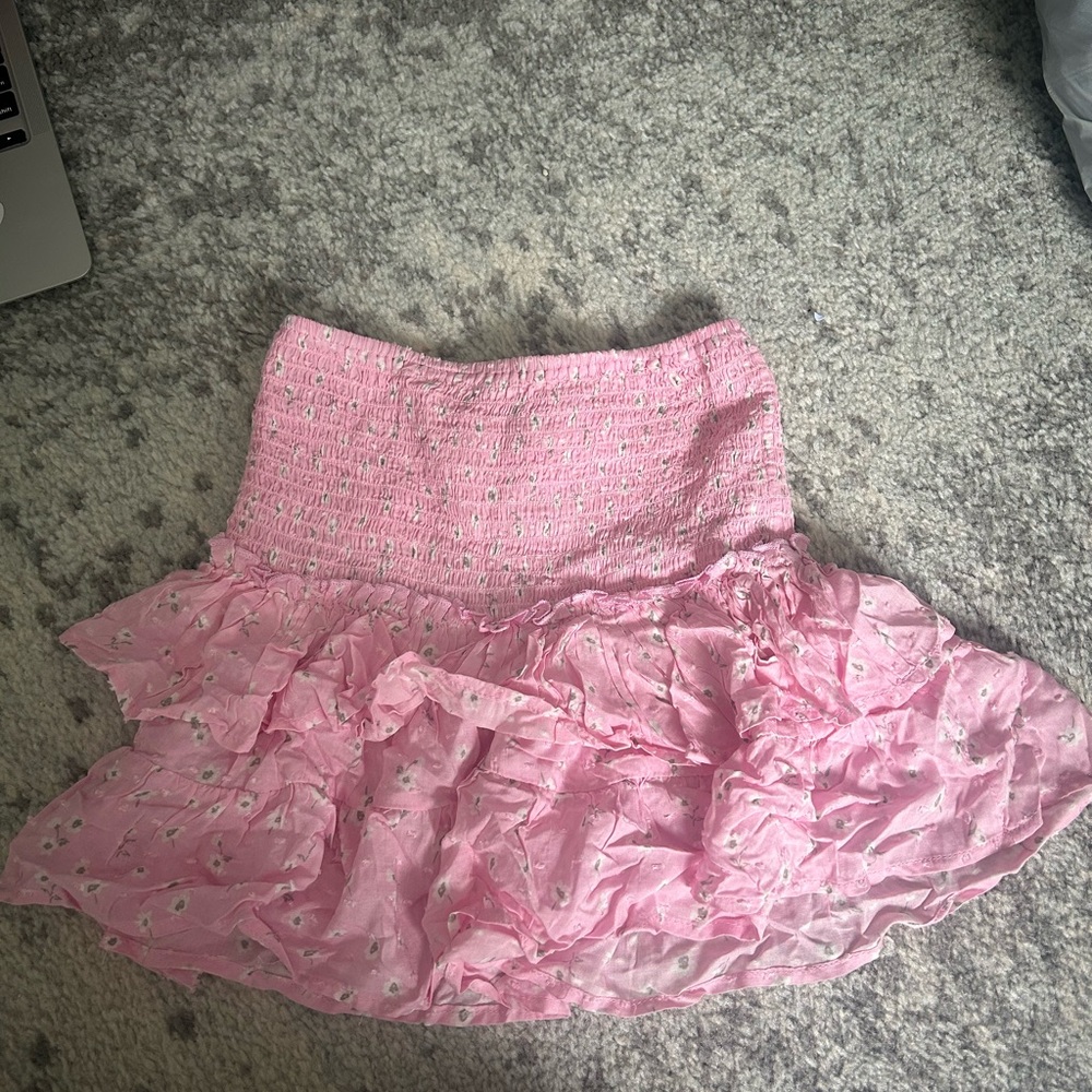 Pink Smocked Bubble Mini Skirt